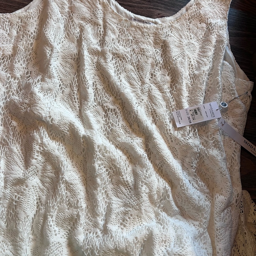 Modamix White Lace Sleeveless dress 26/28